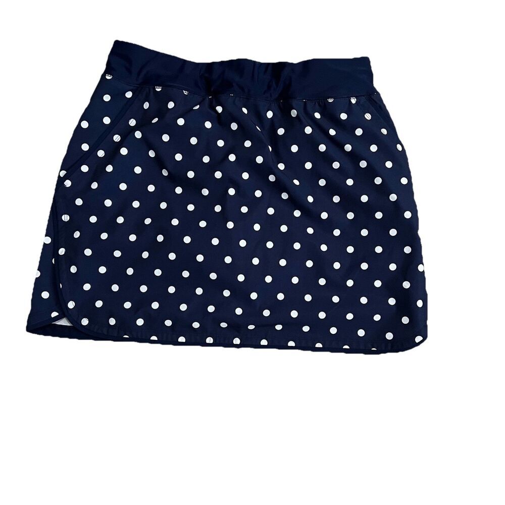 Lands End Women’s Swim Skort 12‎ Polka Dots Blue White
